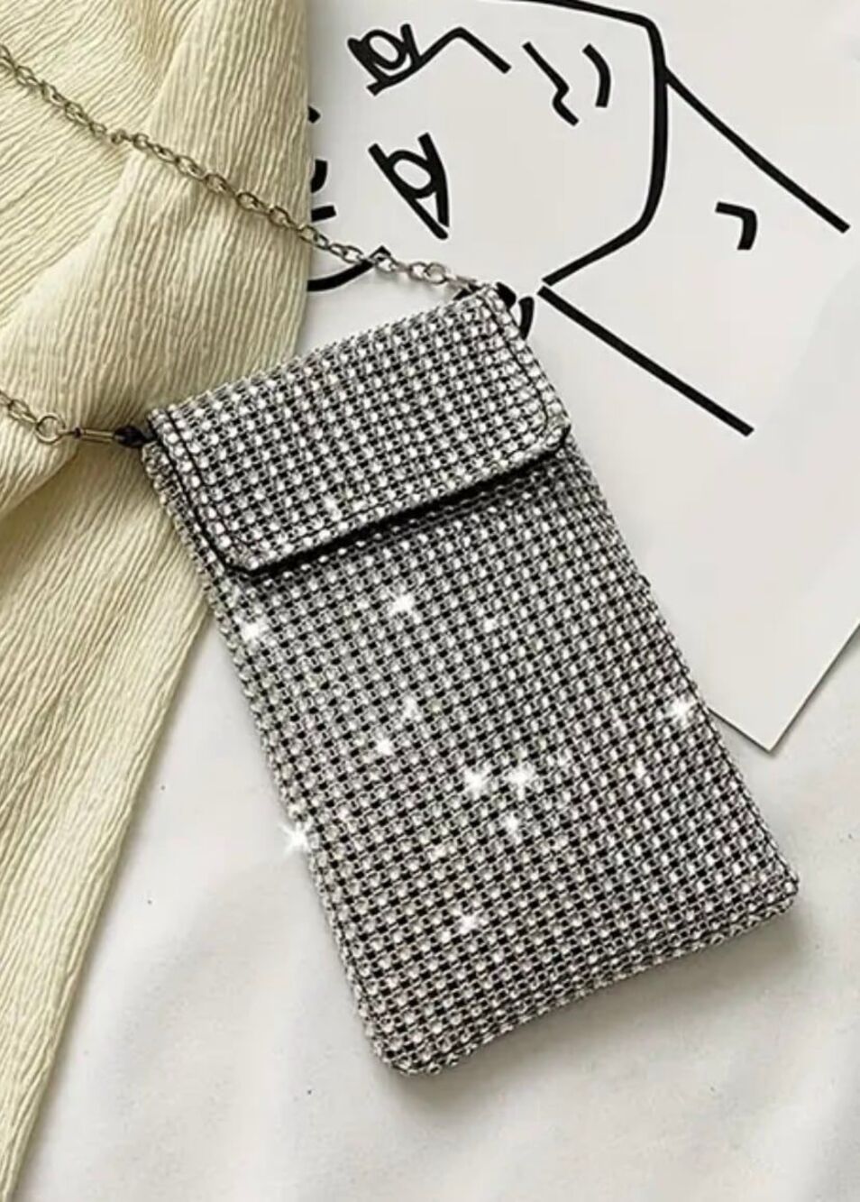 Bling Crossbody Rhinestone Evening Clutch Fits Cell Phones